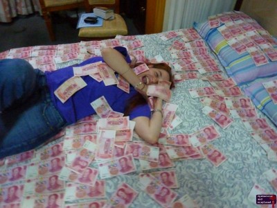Gabe rolling on the Money Bed.